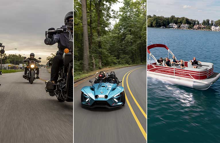 Image of Indian Motorcycle motos, Slingshot vehicle and Boat Holdings boat